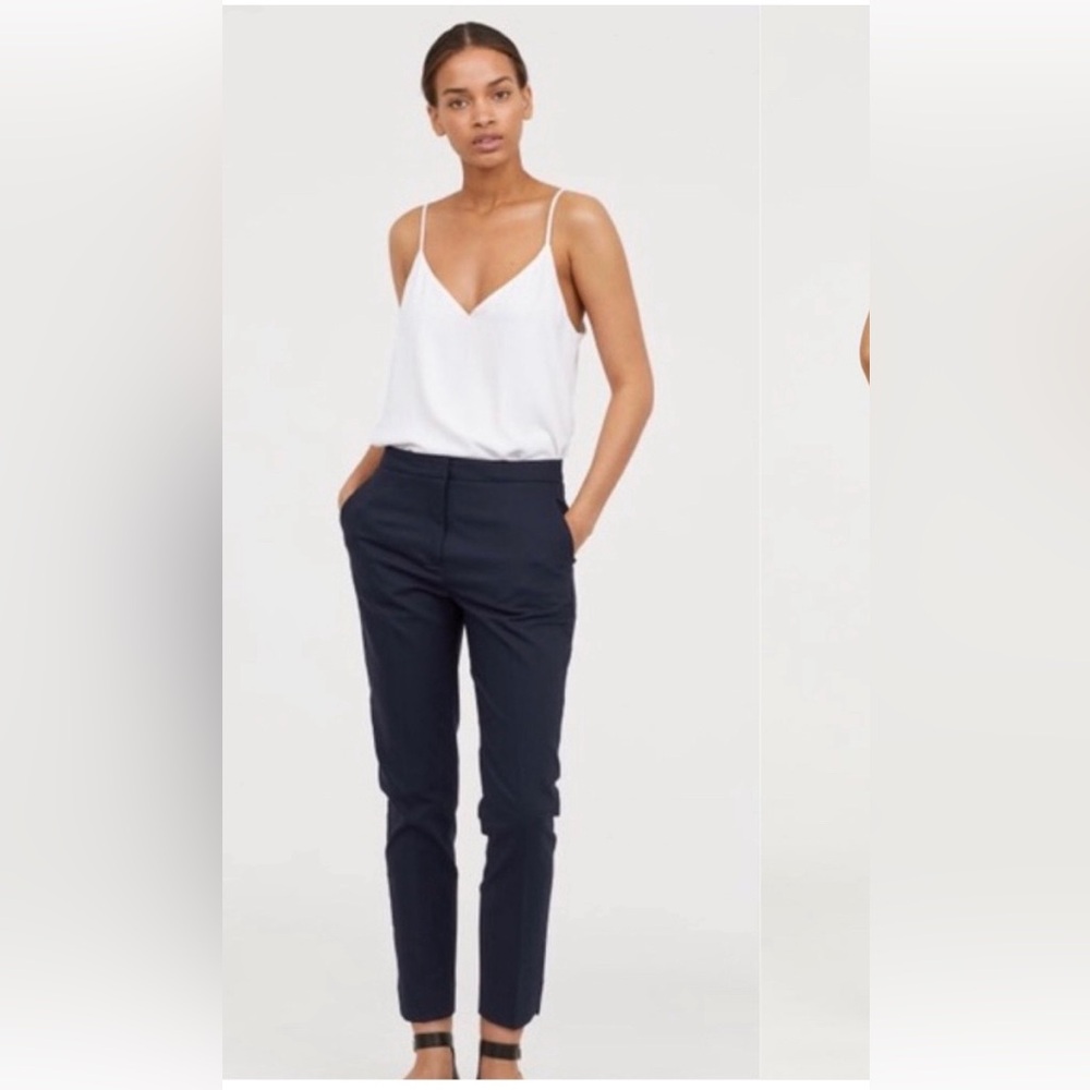 H&M sz 6 Dark Blue Women's Trousers comfort waist crops ankle pants navy blue